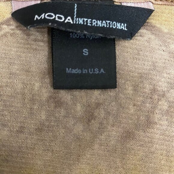 Moda International Snake Print Sheer Tie Front Top (Size S) Y2K Mesh Long Sleeve - Picture 6 of 7